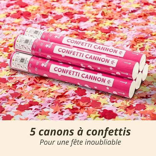 5 Canons À Confettis Pour Enfants Anniversaire Pour Filles - Avec Confettis Étoiles Roses - Certifié Fsc® Confettis Biodégradables - Facile Et Sûr thumbnail 4