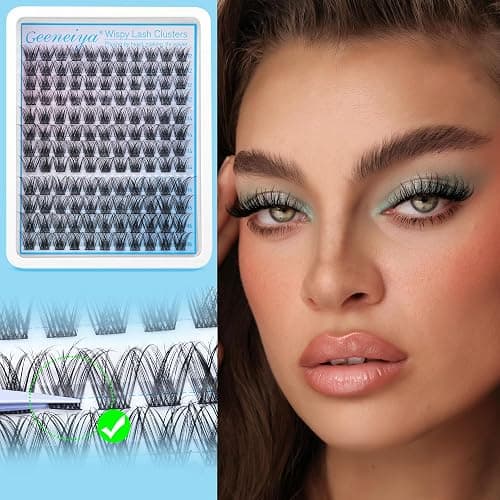 Geeneiya Lash Clusters Wispy C Curl Eyelash Clusters 12-16MM Individual Eyelashes Natural Cluster Eyelash Extensions Cluster Lashes Natural Look（154PCS, C Curl, 12-14-16mm) thumbnail 6