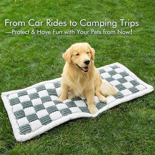 NestlyMoly Dog Bed for Car, Pet Travel Backseat Mat for Vehicle SUV Truck Jeep Automobile, Large Washable Foldable Non-Slip Fuzzy Soft Comfortable Cozy Extender Protector Cover Pad, Grey, 24.8x54 in thumbnail 6