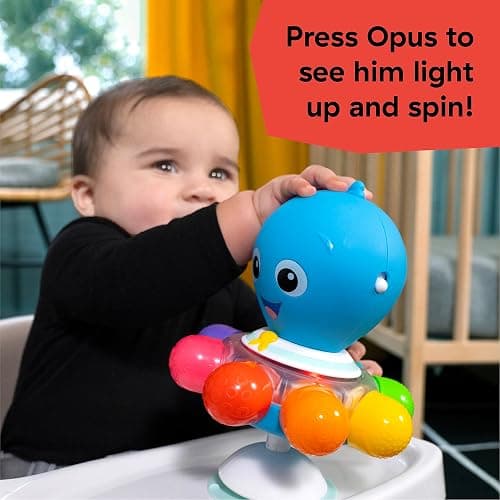 Baby Einstein Ocean Explorers Opus Spin & Sea Suction Toy for Highchair, Lights & Vibrant Colors, Ages 3 Months and up thumbnail 3