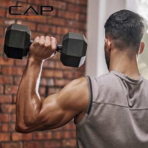 CAP Barbell Rubber Coated Dumbbell Weight Set with Vertical Rack | 100 lb, 150 lb, and 210 lb Options thumbnail 8