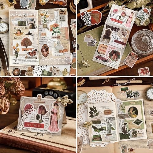 Maxleaf Vintage Washi Sticker Set, 400PCS Floral Retro Nostalgic Ephemera Stickers for Scrapbooking Journaling DIY Crafts Planner Diary Album Handmade Work Journal Envelope Gift Wrapping thumbnail 7