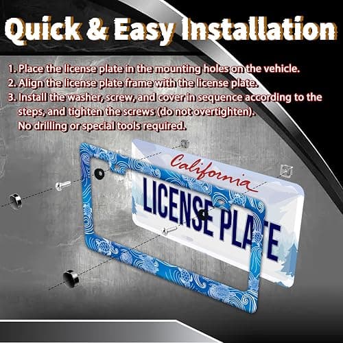 Sea Turtle License Plate Frame Stainless Steel Beach License Plate Holder Personalize Auto Parts Decoration with Screws 2 Holes Funny License Plate Frames for Men Women 12x6 Inch thumbnail 5