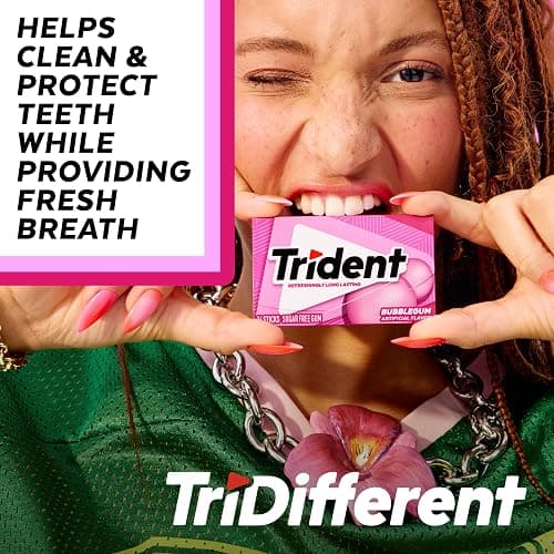 Trident Bubblegum Sugar Free Gum, Original Version, 168 Pieces, Pack of 12 | Chewing Gum with Xylitol, Perfect for Long Lasting Fresh Breath at School, Work & Travel thumbnail 6