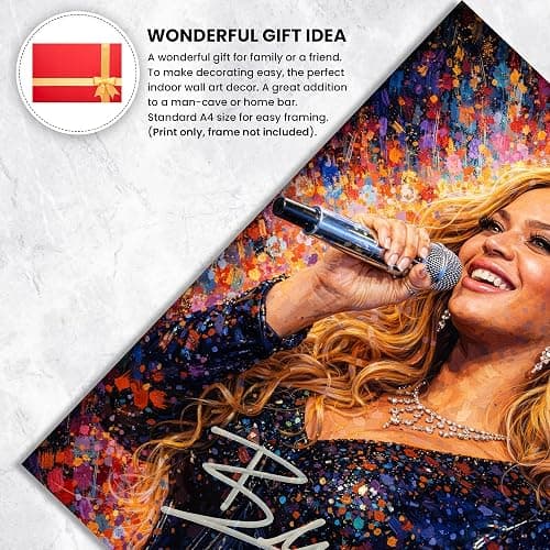 Beyonce Signed Poster Print - Art Styled Limited Edition Autograph Reproduction – Music Fan Gift, Home Wall Art Decor, Collectible Memorabilia (A4 Unframed) thumbnail 4