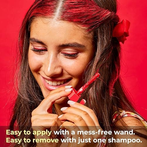 Hally Hair Temporary Hair Color, Shade Stix (Red) - Hair Makeup Accessories for Kids, Teens & Adults - 12 ml Washable Hair Chalk & Dye for Festivals, Sporting Events & Parties thumbnail 5
