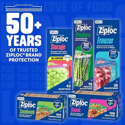 Ziploc Gallon Food Storage Freezer Bags, 132ct Total, Stay Open Design, Easy to Fill, 66 Count, 2 Pack, 132 Total thumbnail 7