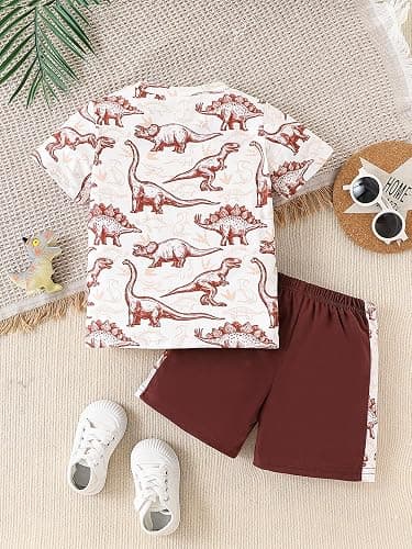 Klyatpxoen 2-7 T Toddler Baby Boy Outfits Shorts Sleeve Summer Beach Cocos T Shirts + Shorts Clothing Set thumbnail 5
