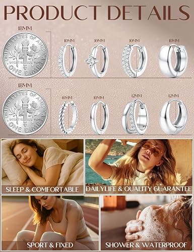 LOYALLOOK Small Chunky Gold Hoop Earrings for Women Hypoallergenic 14K Gold Filled Huggie Earrings for Women Trendy Cartilage Hoop Earring Stacks Lightweight Earring Sets for Multiple Piercing thumbnail 6