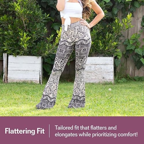 SATINA High Waisted Flare Leggings for Women - Yoga Pants for Women - Buttery Soft Bell Bottom Palazzo - Versatile Sizing thumbnail 7