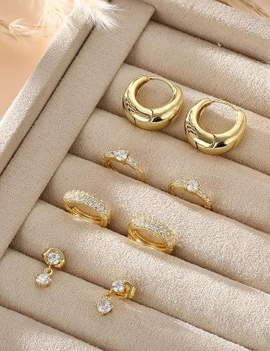 Sanfenly Gold Earrings Gold Hoop Earrings for Women Trendy Dainty Stud Earrings 14K Gold Plated Earrings Small Double Gold Silver Hoop Earrings for Women Lightweight Huggie Cartilage Earrings Set Gold Jewelry for Women Gifts thumbnail 7