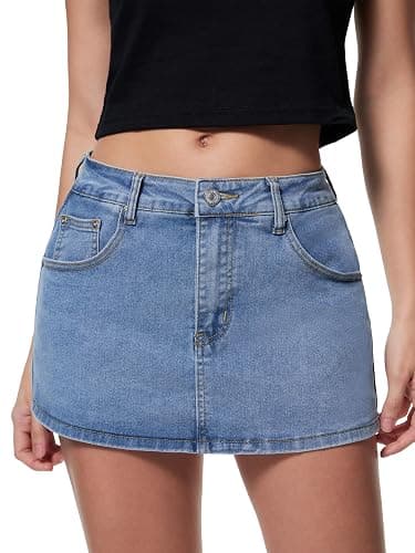 EMMIOL Women Denim Skort Skirt Stretchy Mid Waist Y2K Sexy Mini Skirts Dressy Casual Jean Skorts thumbnail 6