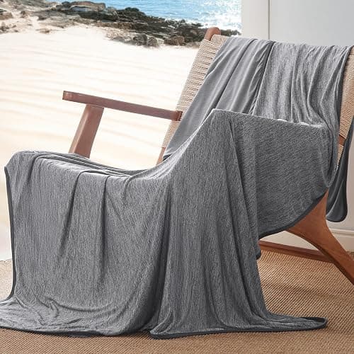 Bedsure Cooling Blanket for Hot Sleepers - Spring Summer Throw Blanket for Bed, Arc-Chill Lightweight Summer Bedding Gifts, Cool Thin Ice Cold Comfort Throws with Rayon Derived from Bamboo, 50x70 - 01- Dark Grey - Throw XL (50" x 70") - Image 1