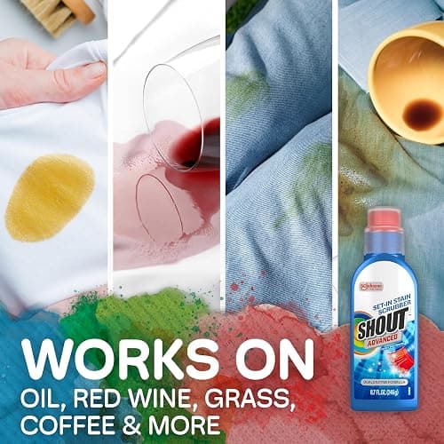 Shout Advanced Stain Remover Gel for Clothes Laundry, Ultra Concentrated Gel with Built-in Scrubber Brush for Deep Set-In stains, 8.7oz thumbnail 5