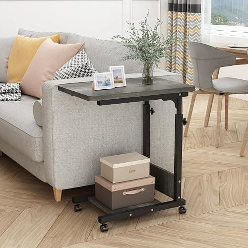 Furist Over Bed Table with Wheels, Adjustable Height, Rolling Hospital Table, Grey - Grey thumbnail 4