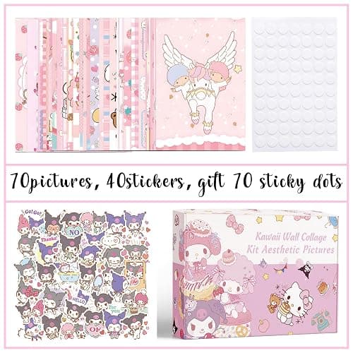 180Pcs Anime Wall Collage Kit Aesthetic Pictures Pink 4x6 inch Kawaii Room Decor and Sweet Dorm Photo Pink Wall Decor thumbnail 3