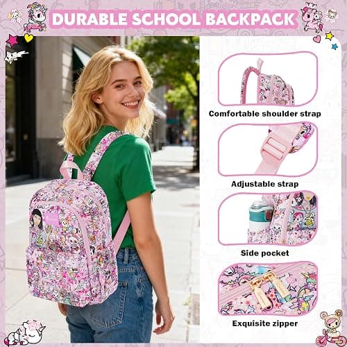 Tokidoki Unicorno Backpack Daily Shoulder Bag Large Capacity Portable Travel Backpack Casual Daypack Cartoon Travel Bag (Hanami Picnic) thumbnail 6