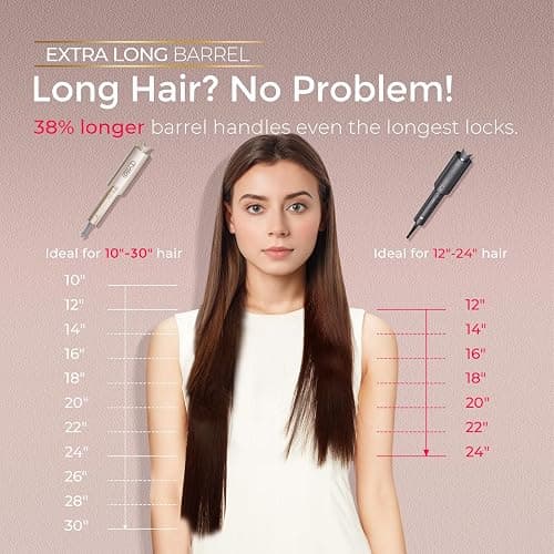 Upgraded Automatic Rotating Curling Iron - TYMO CurlPro Plus Long Barrel Curling Wand for Long Hair, Ceramic Hair Curler for Women, Anti-Scald, Tangle-Free, 600M Ionic, Dual Voltage, Gold, 1 Inch thumbnail 3