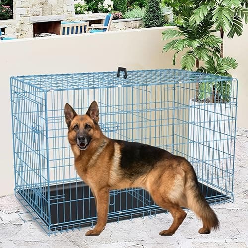 blue metal dog crate thumbnail 2