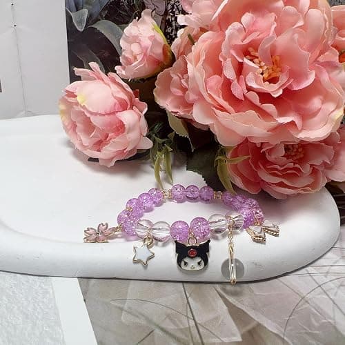 CJIAYUJEW Cute Bracelet Crystal Pearl Bracelets, Anime Elastic Stretch Crystal Bead Bracelet Lovely Cartoon Elastic Beaded Bracelets for Women thumbnail 4