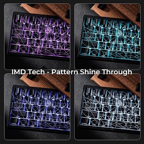 HITIME x XVX M67 60% Percent Keyboard Wireless, QMK/VIA Black Spider Web Gaming Keyboard, Tri-Mode Thocky Creamy Mechanical Key Board, Hot Swappable Gasket Mount RGB IMD Tech for Win/Mac thumbnail 4