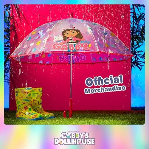 Gabby's Dollhouse Stick Umbrella for Girls, Clear Dome Lightweight Kids Umbrella Travel Accessories - Girls Gifts thumbnail 2
