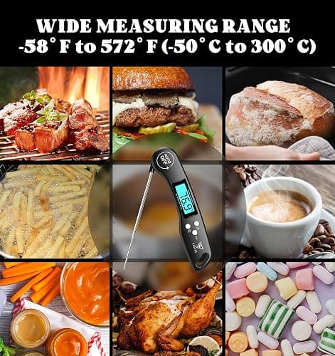 Meat Thermometers, DOQAUS Instant Read Food Thermometer for Cooking, Digital Kitchen Thermometer Probe with Backlight & Reversible Display, Wide Temperature Range for Turkey Grill BBQ Oven Candy thumbnail 8