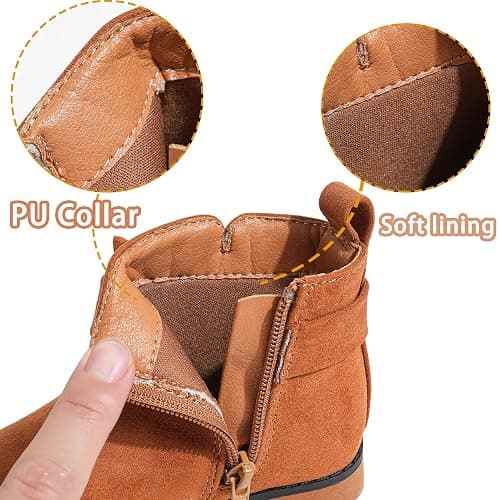 CIXVXCI Girls Boots Fashion Ankle Boots for Girls with Low Heel Short Suede Booties with Bow for Toddler/Little Kids thumbnail 5