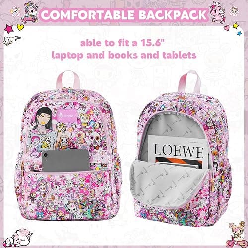 Tokidoki Unicorno Backpack Daily Shoulder Bag Large Capacity Portable Travel Backpack Casual Daypack Cartoon Travel Bag (Hanami Picnic) thumbnail 5