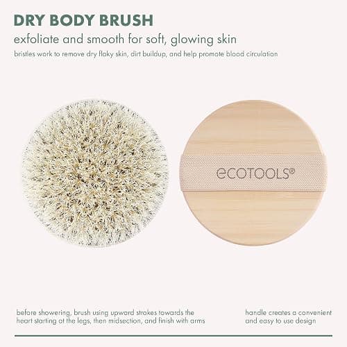 EcoTools Dry Body Brush for Dry Brushing, Smooth Skin, 1 Count | Soft, glowing skin, body scrub brush, leg exfoliator, travel size, bamboo handle thumbnail 2