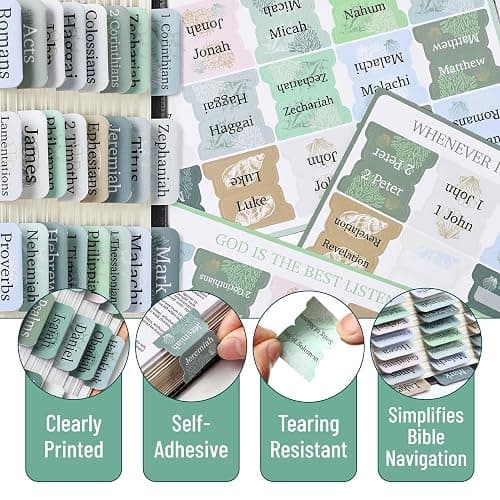 Mr. Pen- Bible Tabs, 75 Tabs, Coastal Meadow, Laminated Bible Tabs for Women and Men, Bible Tabs for Study Bible, Bible Index Tabs, Bible Book Tabs, Bible Labels Tabs, Mr Pen Bible Tabs thumbnail 5