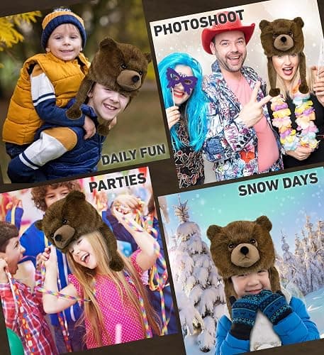 DolliBu Plush Hat – Soft Fleece Beanie with Ear Flaps, Warm Winter Hat for Kids, Teens & Adults – Funny Costume, One Size thumbnail 3