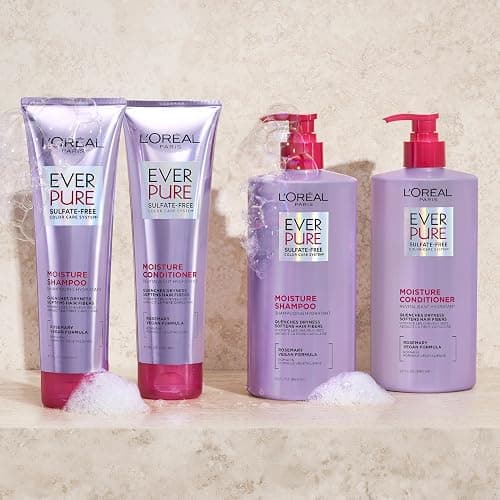 L'Oreal Paris Moisture Sulfate Free Shampoo and Conditioner Set, Hair Care for Color-Treated Hair with Rosemary Botanicals, EverPure, 1 Kit thumbnail 9