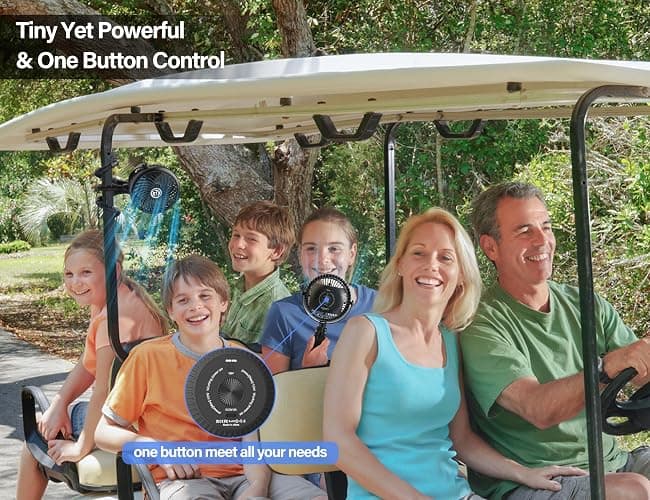 Rechargeable Golf Cart Fan Compatible with EZGO Club Car Yamaha Clip on Fan with Flexible Tripod, 360° Rotatable, 20Hrs Work, 3 Speed Battery Operated for Golf Cart Golf Palyer Summer Essential thumbnail 7