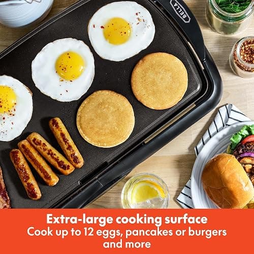 bella Electric Non-Stick Griddle, Make 10 Eggs At Once, Healthy-Eco Non-stick Coating, Hassle-Free Clean Up, Large Submersible Cooking Surface, 10.5" x 20", Black thumbnail 5