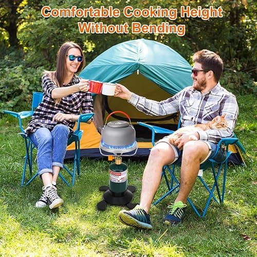 Camping Stove Propane Burner, Portable Camp Stove with Foldable Gas Tank Base, Adjustable Flame Backpacking Cooker for Camping, Small Single Burner Propane Stoves Kit for Hiking Tent Outdoor Cooking thumbnail 4