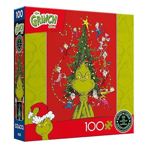 Ceaco - Dr. Seuss - The Grinch - Glow in The Dark - 100 Piece Jigsaw Puzzle - Grinch Glow thumbnail 3