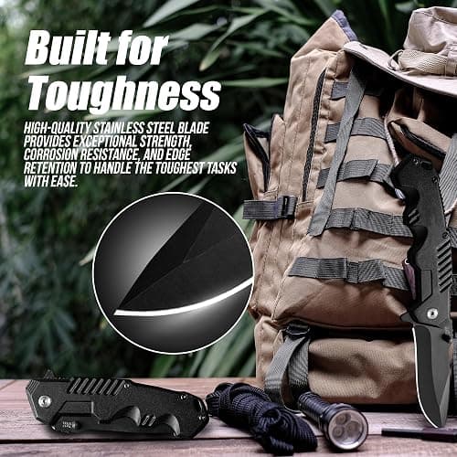 AOSILEY Pocket Folding Knife with Stainless Steel Point Lock Blade Knives and Lightweight Lockback Multi-Tool for Camping, Outdoor, Hunting，Survival and EDC thumbnail 5