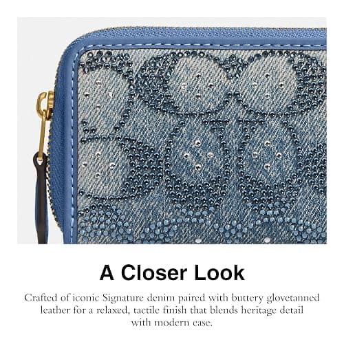 Essential Small Zip Around Card Case in Crystal Signature Denim thumbnail 4