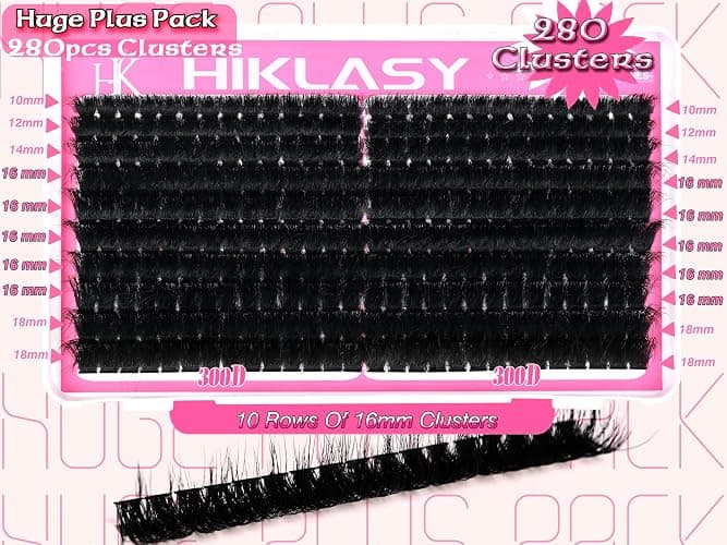 300D Lash Clusters D+ Curve Mega Volume 10-18mm Eyelash Clusters Huge Plus Pack 280pcs Lashes Reusable Wispy Clusters No Plastic Feeling Matte Black By Hiklasy thumbnail 6
