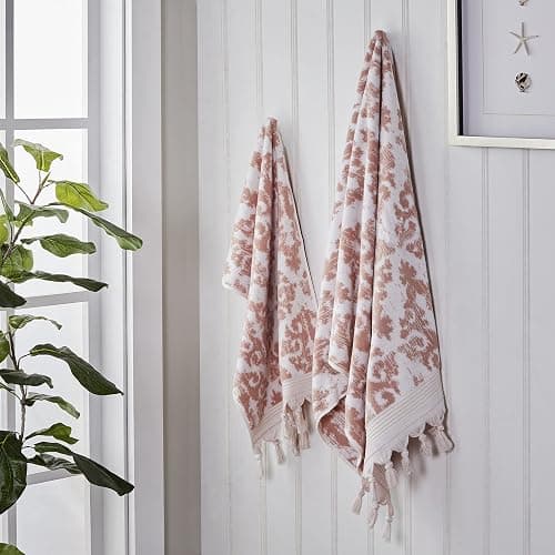 SKL Home Mirage Fringe 100% Turkish Cotton Hand Towel Set, Blush Small thumbnail 2