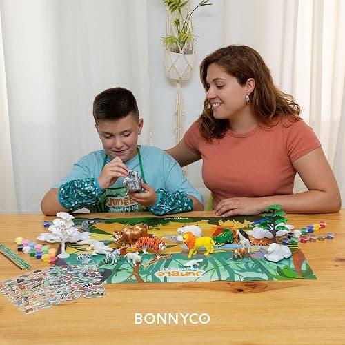 BONNYCO Animal Toys for Kids Painting Kit with 16 Figurines. Animal Kids Crafts 4-8 with Glow in the Dark, Safari Gifts for Boys and Girls. Boy Toys 3 4 5 6 7 8 9 10, Years Old Birthday Christmas thumbnail 2