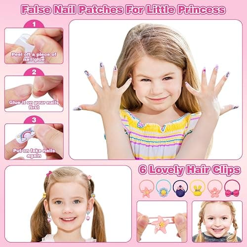 99 Pcs Kids Makeup Kit for Girls, Princess Toys Real Washable Cosmetics Set with Mirror, Hair Ties, Nails, Rings, Earrings, Necklace, Perfect for 3 4 5 6 7 8 Year Old Girls Birthday thumbnail 3