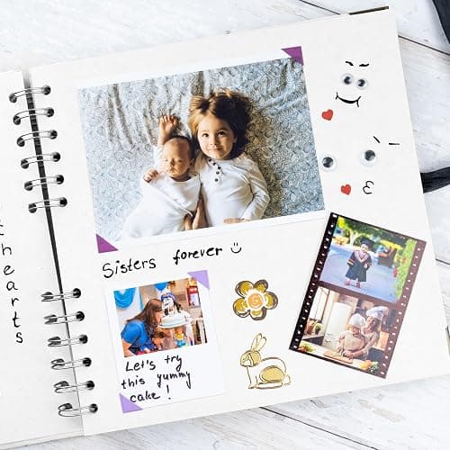 Bstorify Square Scrapbook Photo Albums 60 Pages (8 x 8 Inch) White Thick Paper, Hardcover, Metal Corners, Ribbon Closure - Ideal for Your Scrapbooking Albums, Art & Craft Projects (8 x 8 Inch, White) thumbnail 2