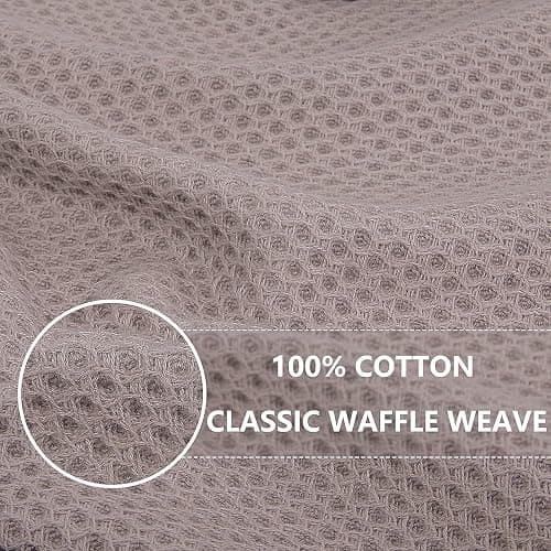 smiry Cotton Kitchen Dish Towels, 12" x 12", 6 Pack Waffle Weave Kitchen Towels, Ultra Soft Absorbent Quick Drying Dish Cloth, Brown thumbnail 4