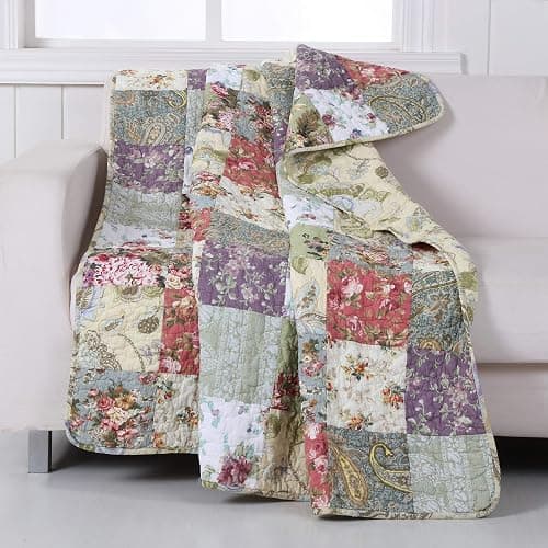 Greenland Home Blooming Prairie Quilted Patchwork Throw thumbnail 2