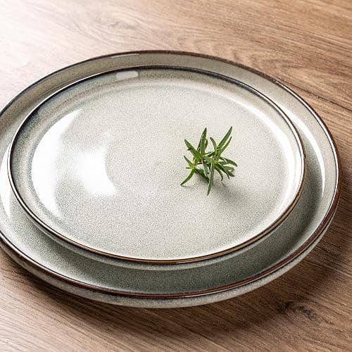 GBHOME Ceramic Dinnerware Sets for 4, 12 Pieces Stoneware Plates and Bowls Sets, Reactive Glaze Dishes -Scratch Resistant, Dishwasher&Microwave Safe, Green Wheat thumbnail 2