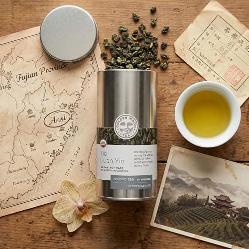 Golden Moon Organic Tie Guan Yin Oolong Tea – Travel Tin 30 Servings | Organic Tie Guan Yin oolong – smooth, buttery, traditional Anxi region. Airtight travel tin, 30 servings. thumbnail 2