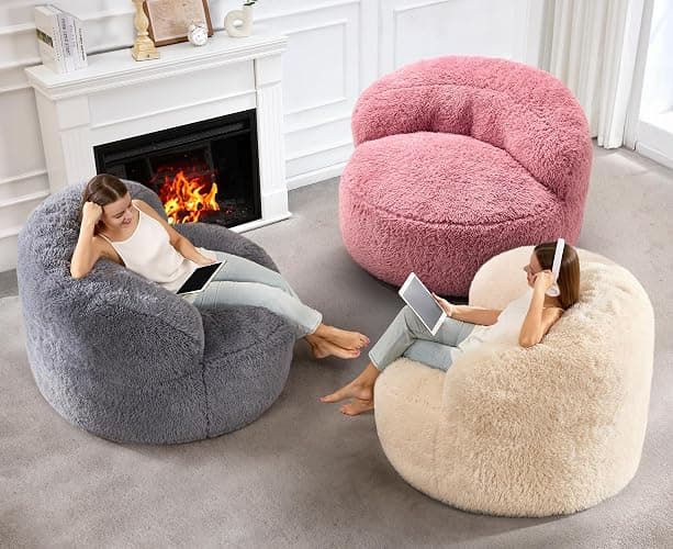Hobestluk Bean Bag Chair Giant Bean Bag Chairs for Adults Big Bean Bag Chair with Memory Foam Filled Large Beanbags for Living Room, Bedroom (Pink, Standard) thumbnail 6