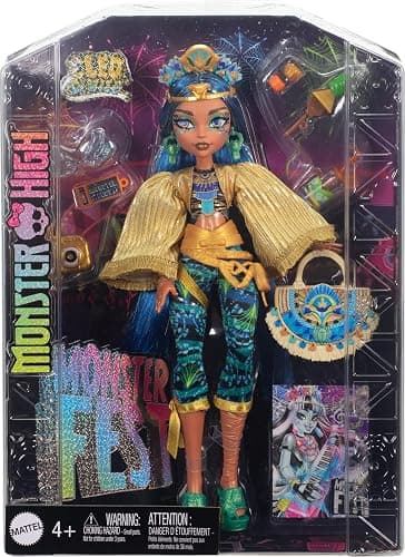 Monster High Cleo De Nile Poupée avec tenue glamour pour le Monster Fest et accessoires sur le thème du festival comme des en-cas, une affiche de groupe, un sac tendance et bien plus encore, HXH81 thumbnail 6